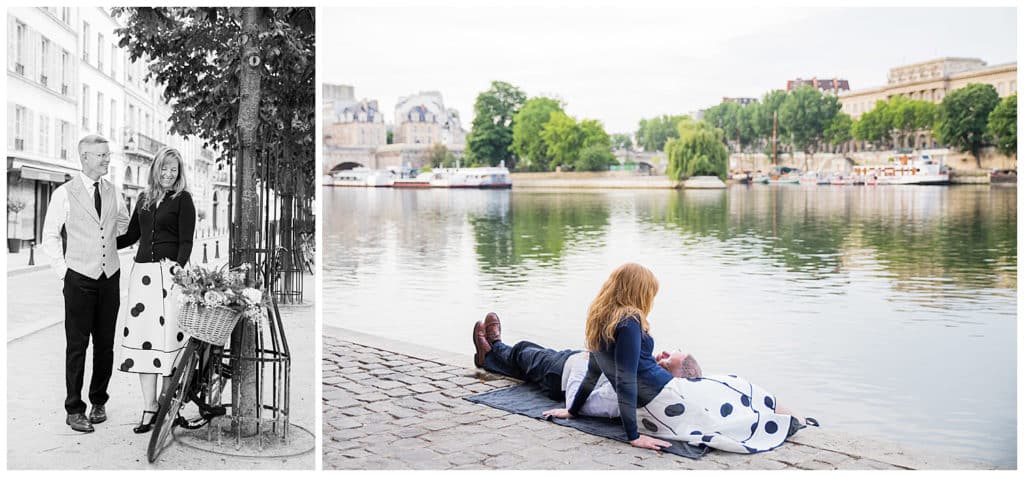 A vintage photo session on Ile de la Cité & the Seine river in Paris, France