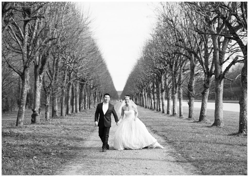 Wedding in Fontainebleau palace in Paris, France 