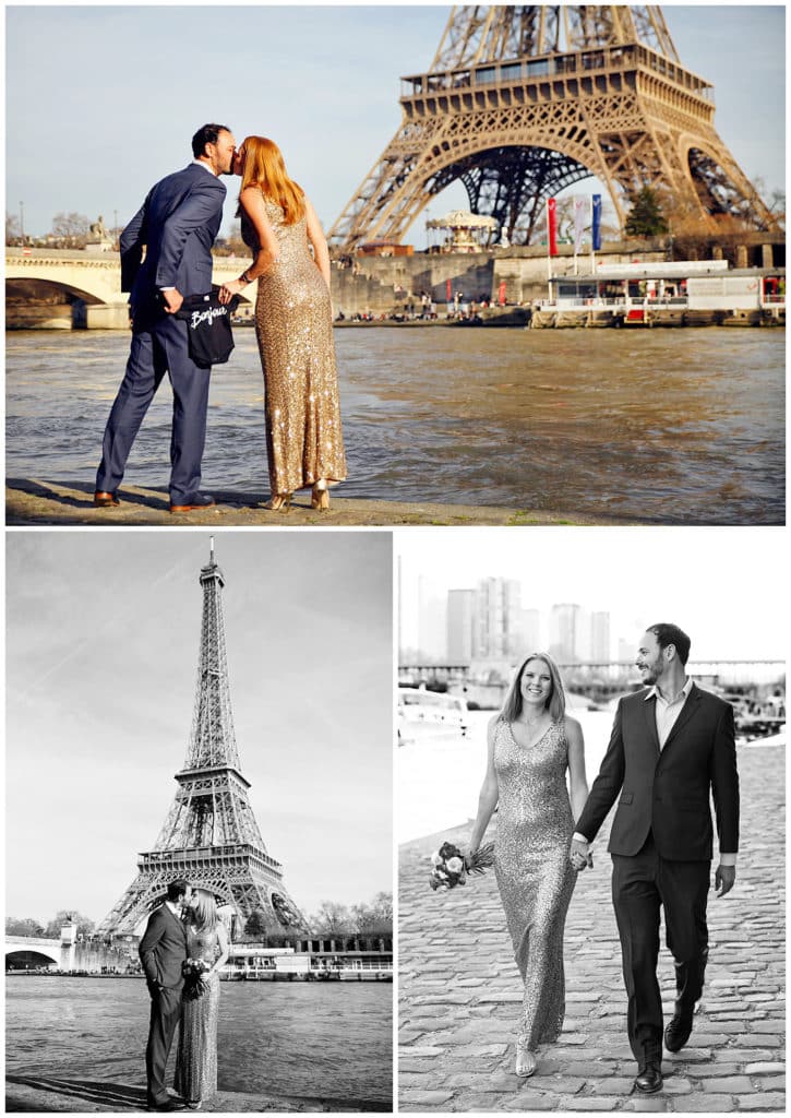 Une séance photo d'anniversaire de mariage et annonce de grossesse à la Tour Eiffel, Paris