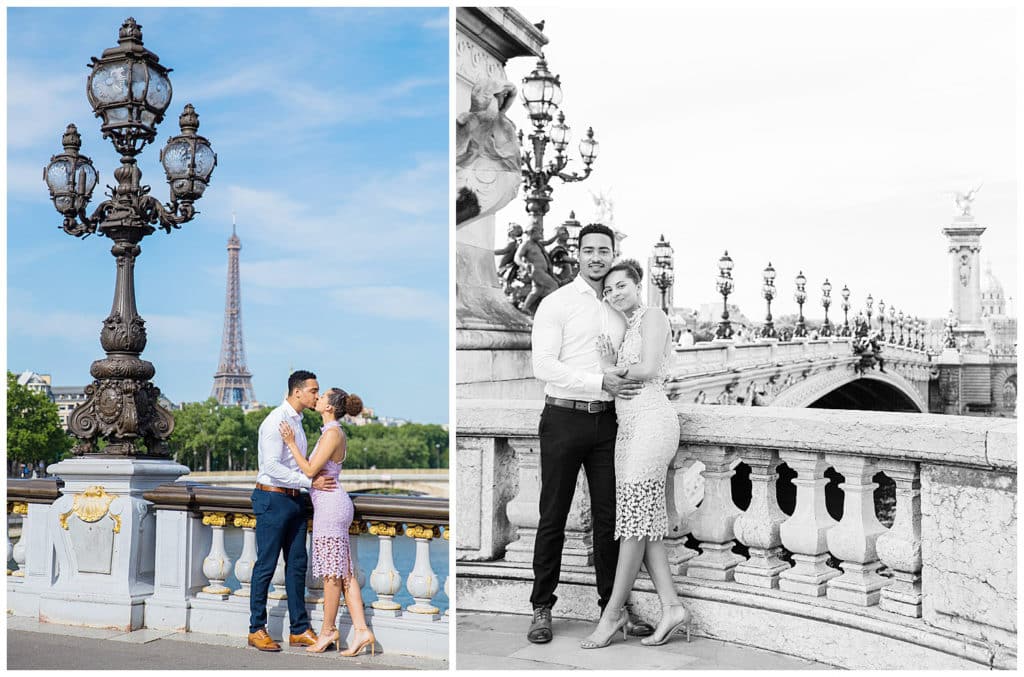 A sweet surprise proposal in front of the Eiffel Tower in Paris, France