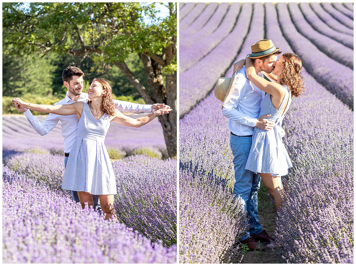 Marie Calfopoulos Photographe couple engagement seance photo Provence Luberon Sault lavander
