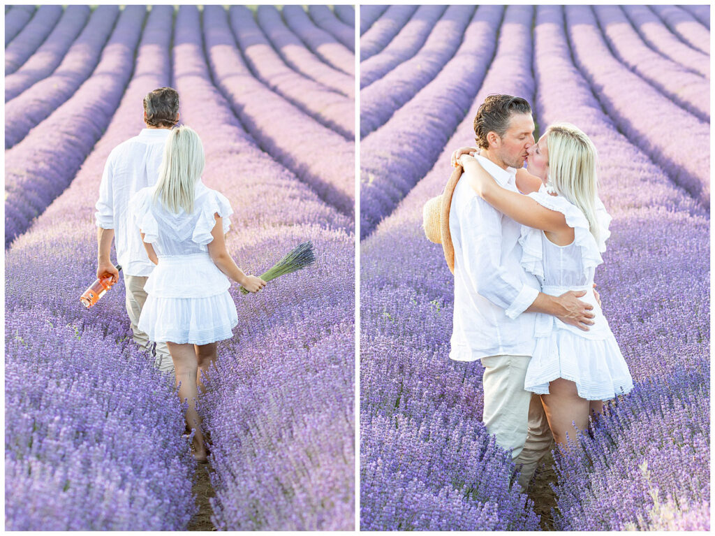 Une séance photo de couple dans les champs de lavande de Sault et dans le village d'Aurel en Provence